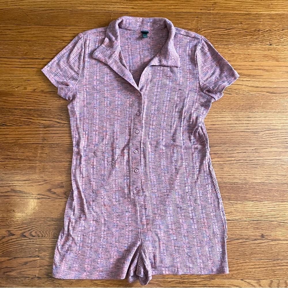 Wild Fable Ribbed Button Down Playsuit Romper